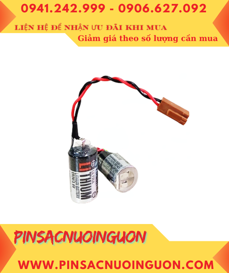 Toshiba ER3V (Zắc nâu nhỏ); Pin nuôi nguồn PLC Toshiba ER3V lithium 3.6v 1/2AA 1000mAh _Xuất xứ Nhật