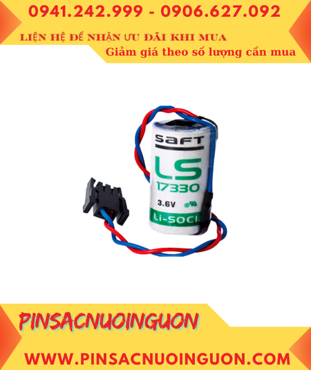 Saft LS17330 _Pin LS17330; Pin nuôi nguồn PLC Saft LS17330 lithium 3.6v 2/3A 1800mAh _Xuất xứ ANH (UK)