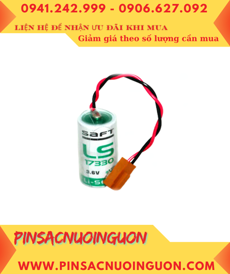 Saft LS17330 _Pin LS17330; Pin nuôi nguồn PLC Saft LS17330 lithium 3.6v 2/3A 1800mAh _Xuất xứ ANH (UK)