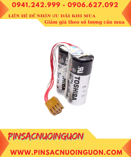 Toshiba 2ER17500V (Zắc nâu 4holes, Mũ chụp); Pin nuôi nguồn Toshiba 2ER17500 3.6v 5400mAh _Xuất xứ Nhật