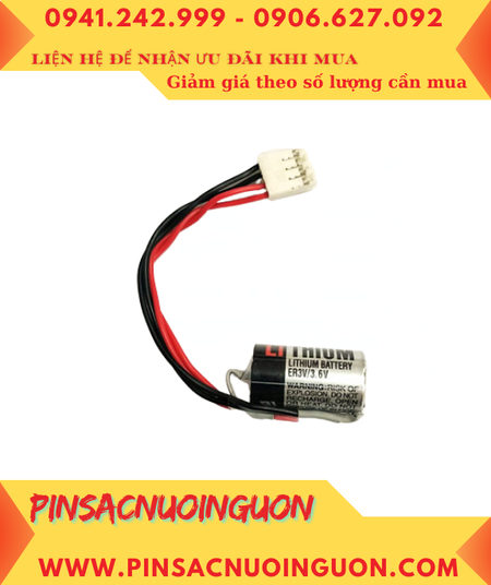 Toshiba ER3V; Pin nuôi nguồn Toshiba ER3V lithium 3.6v 1/2AA (Zắc 2 holes) _Xuất xứ Nhật
