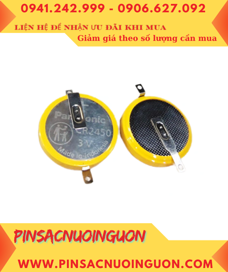 Panasonic CR2450 (2 chân thép nằm); Pin 3v lithium Panasonic CR2450 chính hãng /Xuất xứ Indonesia