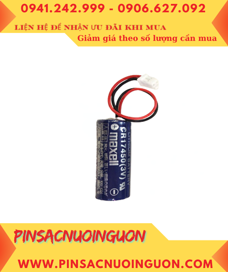 Maxell CR17450 (Zắc nâu PLC); Pin nuôi nguồn PLC Maxell CR17450 lithium 3v 2600mAh chính hãng, Xuất xứ NHẬT