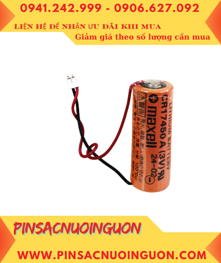 Maxell CR17450A (Zắc trắng); Pin nuôi nguồn PLC Maxell CR17450A lithium 3v 2600mAh chính hãng, Xuất xứ NHẬT