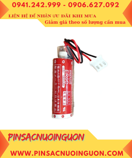 Maxell ER6C (Đầu sứ, Zắc trắng); Pin nuôi nguồn PLC Maxell ER6C 3.6v AA1800mAh Lithium Thionyl Chloride