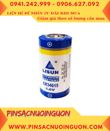 Lisun ER34615; Pin nuôi nguồn Lisun ER34615 lithium 3.6v D 19000mAh(34mm x 61.5mm) chính hãng