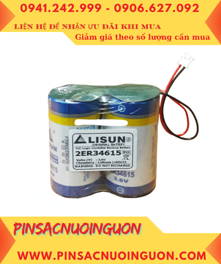 Lisun 2ER34615, Pin nuôi nguồn Lisun 2ER34615 lithium 3.6v 38000mAh (2 viên ghép đôi có zắc cắm)