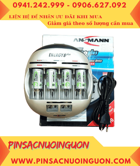 Ansman Energy 8Plus _Bộ sạc 4viên pin trung C, Kèm sẳn 4 Pin sạc Ansman C2500mAh-1.2v Mignon chính hãng