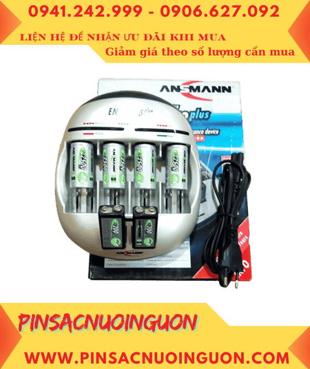 Ansman Energy 8Plus _Bộ sạc 6viên pin, Kèm sẳn 6 Pin (4 Pin sạc C2500mAh-1.2v và 2 Pin 9v MaxE E200mAh)