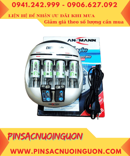 Ansman Energy 8Plus _Bộ sạc 6viên pin, Kèm sẳn 6 Pin (4 Pin sạc C2500mAh-1.2v và 2 Pin 9v MaxE E300mAh)