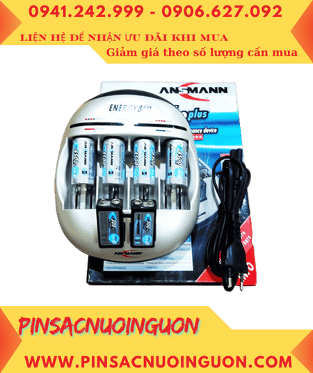 Ansman Energy 8Plus _Bộ sạc 6viên pin, Kèm sẳn 6 Pin (4 Pin sạc C4500mAh-1.2v và 2 Pin 9v MaxE E300mAh)