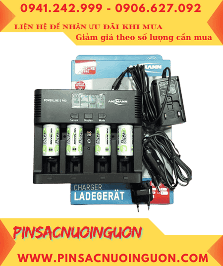 Ansman Powerline 5Pro _Bộ sạc pin Powerline 5Pro kèm 4 pin sạc C Ansman C2500mAh 1.2v chính hãng