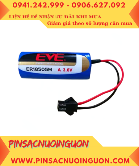 EVE ER18505M (ZẮC CẮM), Pin nuôi nguồn PLC EVE ER18505 lithium 3.6V 3650mAh chính hãng