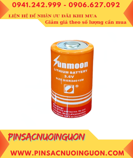 Sunmoon ER34615M; Pin nuôi nguồn PLC Sunmoon ER34615M lithium 3.6v D 13500mAh chính hãng