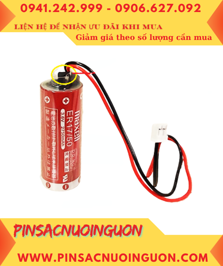 Maxell ER17/50 (Zắc trắng nhỏ); Pin nuôi nguồn PLC Maxell ER17/50 3.6v 2750mAh Lithium Thionyl Chloride