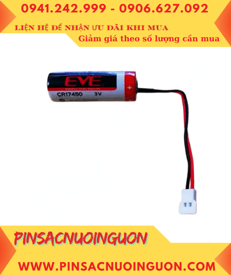 EVE CR17450 (Zắc 51005-2P); Pin nuôi nguồn PLC EVE CR17450 Lithium 3v 4/5A 2200mAh chính hãng