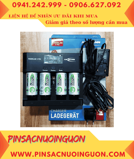 Powerline 5Pro _Bộ sạc Pin Powerline 5Pro kèm 4 pin sạc D Ansman D5000mAh 1.2v