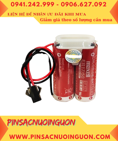 Maxell 2ER17/50 (Zắc đen 2holes, Mũ chụp); Pin nuôi nguồnMaxell 2ER17/50 lithium 3.6v 5500mAh, Xuất xứ NHẬT