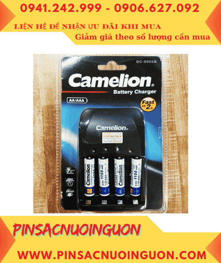 Bộ sạc pin AAA Camelion BC-0905A kèm 4 pin sạc Camelion NH-AAA1100LBP2 1.2v Lockbox