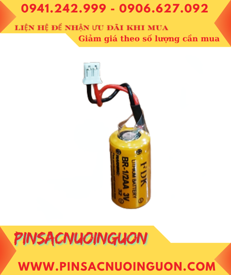 FDK BR-1/2AA, Pin nuôi nguồn PLC FDK BR-1/2AA lithium 3V 1/2AA 1000mAh chính hãng/ Xuất xứ NHẬT