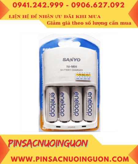 Sanyo NC-MQN06U; Bộ sạc pin AA Sanyo NC-MQN06U kèm sẳn 4 pin sạc Eneloop AA1900mAh 1.2v