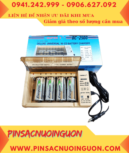 Super BC-2500 _Bộ sạc pin BC-2500 kèm 4 pin sạc C Energizer NH35-BP2 (C2500mAh 1.2v)