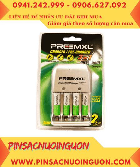 Preermxl FC001 _Bộ sạc pin AAA Preermxl FC001 (kèm 4 pin sạc Voniko AAA1000mAh 1.2v)
