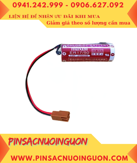 Maxell ER17/50 (Zắc JEA); Pin nuôi nguồn PLC Maxell ER17/50 3.6v 2750mAh Lithium Thionyl Chloride