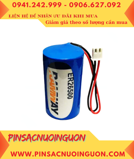RAMWAY ER26500 (Dây zắc cắm); Pin nuôi nguồn RAMWAY ER26500 lithium 3.6v C9000mAh chính hãng