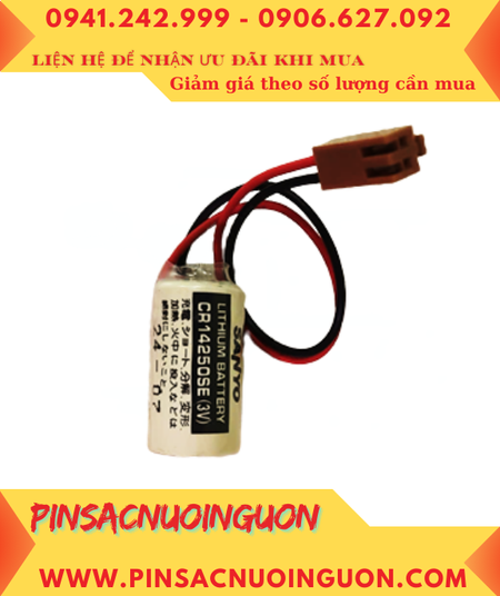 Sanyo CR14250SE (Zắc JEA); Pin nuôi nguồn PLC Sanyo CR14250SE lithium 3v 1/2AA 850mAh, Xuất xứ NHẬT