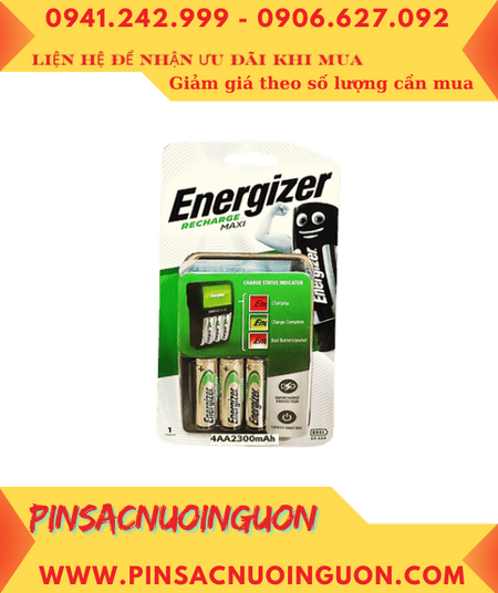 Energizer CHVCM4 /4AA2300mAh _Máy sạc 04Khe (sạc 2-4 pin AA,AAA) kèm 4pin sạc Energizer AA2300mAh