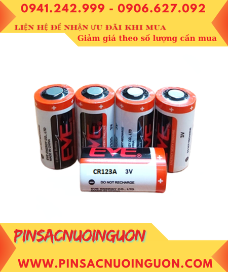 EVE CR123A; Pin nuôi nguồn EVE CR123A Lithium 3.0v 2/3A (CR17345) 1500mAh