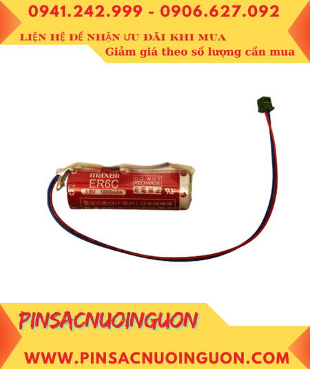 Maxell ER6C (Đầu sứ, Zắc PLC); Pin nuôi nguồn PLC Maxell ER6C 3.6v AA1800mAh Lithium Thionyl Chloride