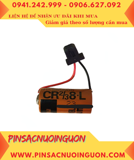 FUJI CR2/3 8.L (Zắc Fanuc); Pin nuôi nguồn FUJI CR2/3 8.L lithium 3v 2/3A 1900mAh chính hãng, Xuất xứ NHẬT