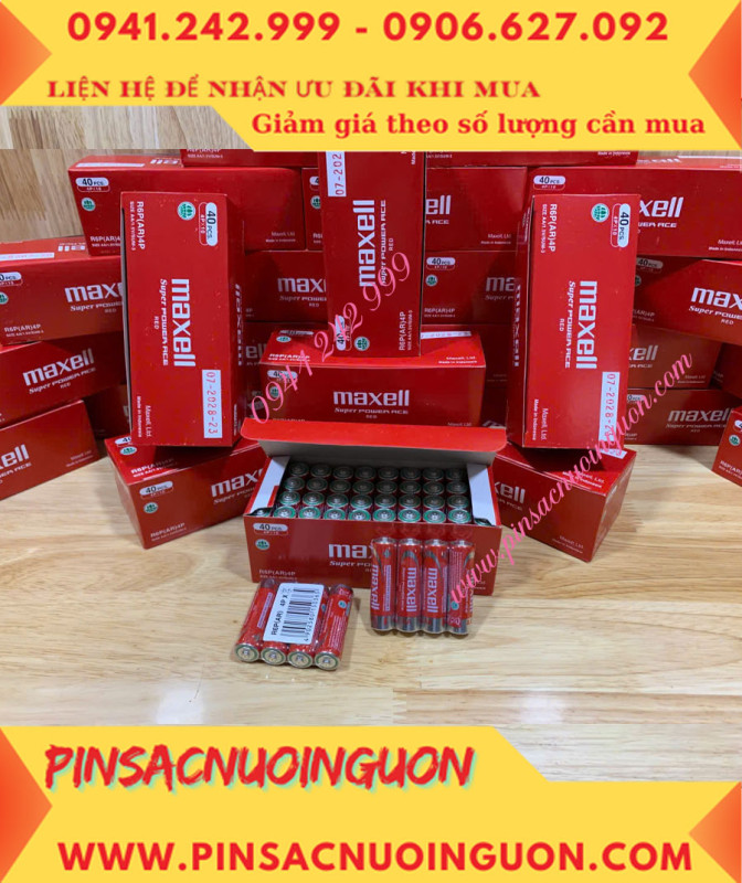 COMBO 1HỘP=40viên Pin AA 1.5v Maxell R6P(AR)4P SUM-3 Super Power ACE _Giá chỉ 109.000đ/ Hộp thumb