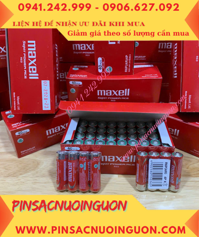 COMBO 1HỘP=40viên Pin AA 1.5v Maxell R6P(AR)4P SUM-3 Super Power ACE _Giá chỉ 109.000đ/ Hộp thumb