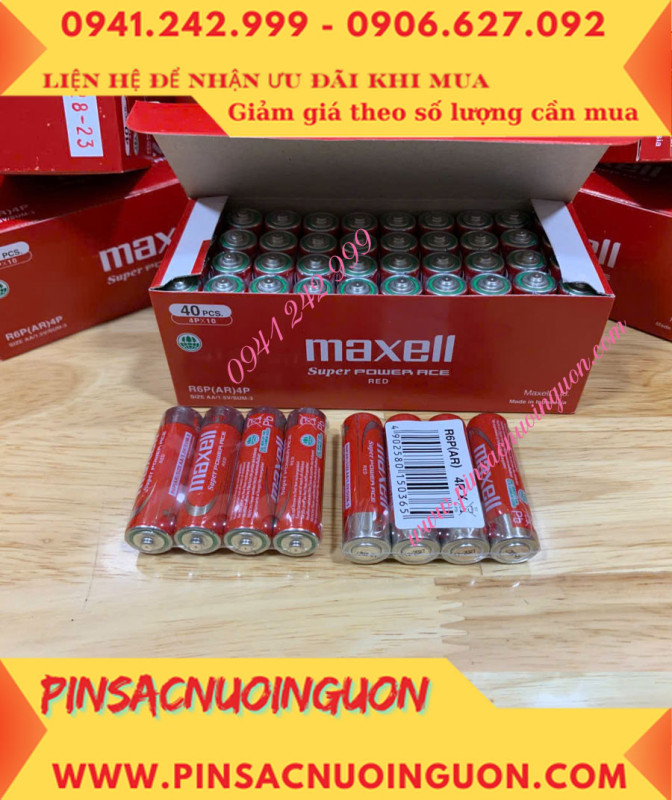 COMBO 1HỘP=40viên Pin AA 1.5v Maxell R6P(AR)4P SUM-3 Super Power ACE _Giá chỉ 109.000đ/ Hộp thumb