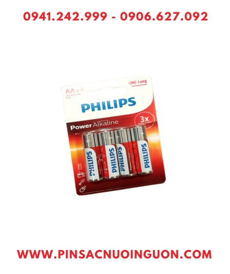 Philips LR6P4B/97; Pin AA 1.5v Philips Power Alkaline LR6P4B/97 chính hãng (Loại vỉ 4viên)