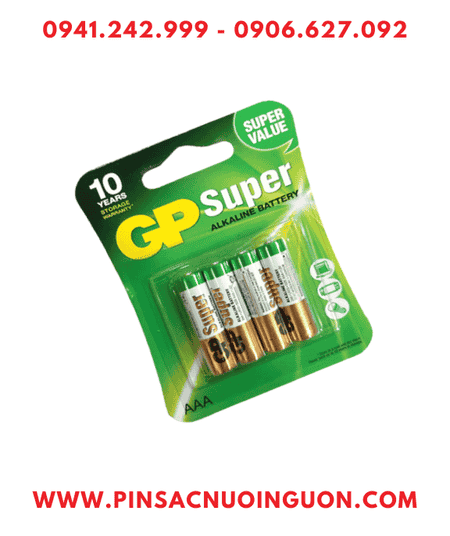 Pin GP SUPER 24AUOK-U4; Pin Alkaline 1.5v AAA GP SUPER 24AUOK-U4 chính hãng /Loại Vỉ 4viên