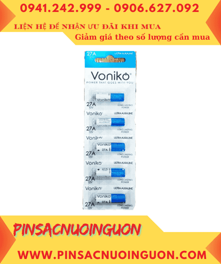 COMBO MUA 1vỉ 5viên Pin Remote 12v Alkaline Voniko A27 chính hãng _Giá chỉ 46.000/ Vỉ 5viên