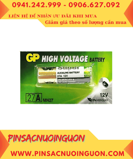 Pin GP 27A MN27; Pin 12v Remote điều khiển GP High Voltage 27A-MN27 Alkaline