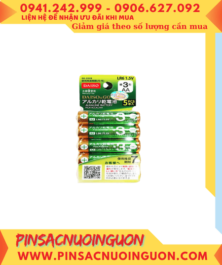 DAISO & GO LR6, Pin AA 1.5v Alkaline DAISO & GO LR6 /Thị trường Nội địa Nhật-Vỉ pin chữ Nhật (Vỉ 5viên)