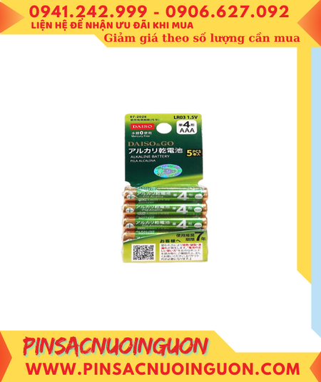DAISO & GO LR03, Pin AAA 1.5v Alkaline DAISO & GO LR03 /Thị trường Nội địa Nhật-Vỉ pin chữ Nhật (Vỉ 5viên)