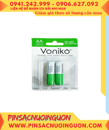 Voniko HR6 AA2300mAh _Pin sạc AA 1.2v Voniko HR6 AA2300mAh 1.2v chính hãng (Loại vỉ 2viên)