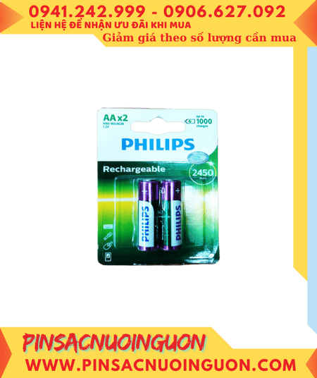 Philips R6B2A245/97; Pin sạc AA 1.2v 2450mAh Philips R6B2A245/97 chính hãng (Vỉ viên)