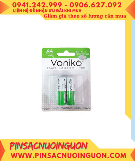 Voniko HR6 AA2700mAh _ Pin sạc AA 1.2v Voniko HR6 AA2700mAh 1.2v chính hãng (Loại vỉ 2viên)
