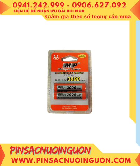 MP AA3000mAh _Pin tiểu sạc 1.2v MP AA3000mAh 1.2v (HR6/R6) chính hãng (Loại vỉ 2viên)