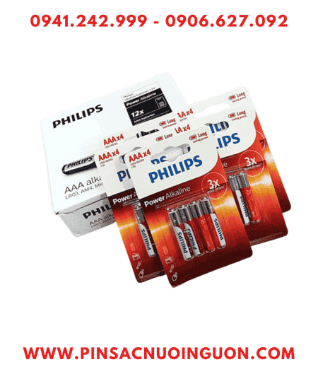 COMBO mua 01hộp 12vỉ 4viên (=48viên) Pin Philips LR03P4B/97 Power Alkaline AAA 1.5v _Giá chỉ 445.000/Hộp
