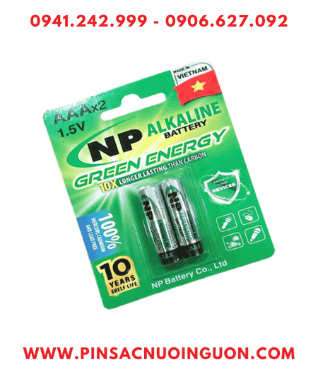 Pin NP LR03EG(2B), Pin AAA 1.5v alkaline LR03EG(2B) Green Energy chính hãng (Loại vỉ 2 viên)