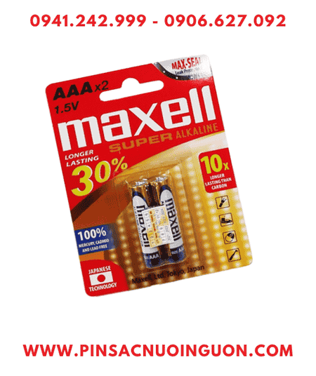 Maxell LR03(GD)2B, Pin AA 1.5v Maxell LR03(GD)2B Super Alkaline chính hãng _MẪU MỚI /Vỉ 2viên